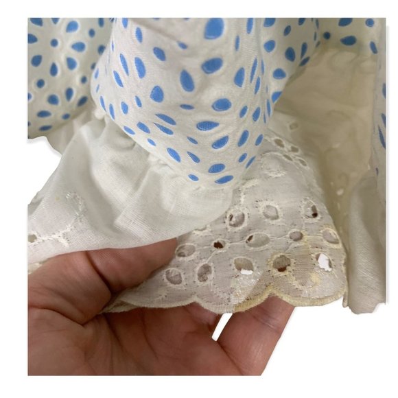 Vintage 70s Handmade Eyelet Pattern Sleeveless Maxi Dress Medium - Picture 5 of 11